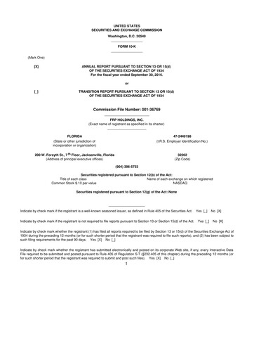 Thumbnail FRP Holdings
 10-K Annual Report 2016