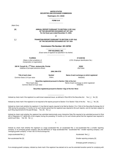 Thumbnail FRP Holdings
 10-K Annual Report 2020