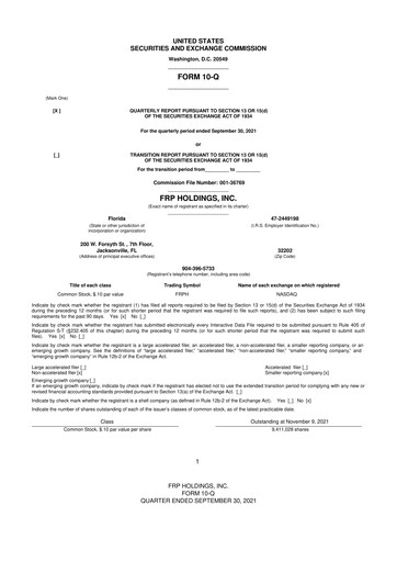 Thumbnail FRP Holdings
 10-Q Quarterly Report FY2021 