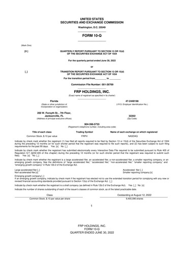 Thumbnail FRP Holdings
 10-Q Quarterly Report FY2022 