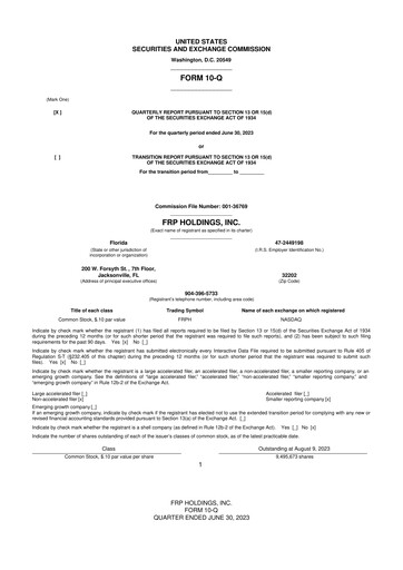 Thumbnail FRP Holdings
 10-Q Quarterly Report FY2023 