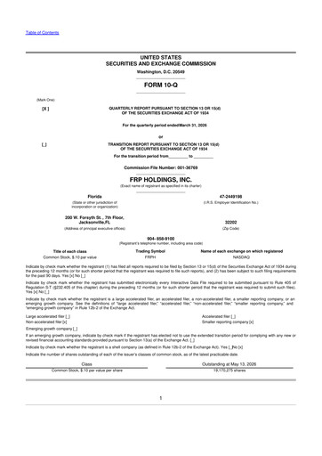 Thumbnail FRP Holdings
 10-Q Quarterly Report FY2026 