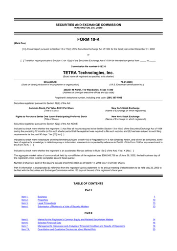 Thumbnail Tetra Technologies 10-K Annual Report 