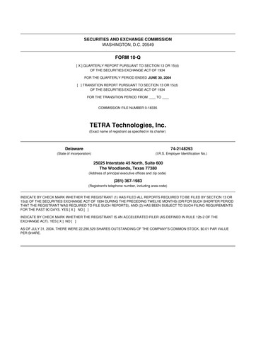 Thumbnail Tetra Technologies 10-Q Quarterly Report FY 