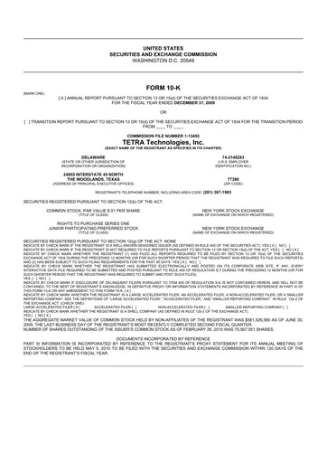 Thumbnail Tetra Technologies 10-K Annual Report 