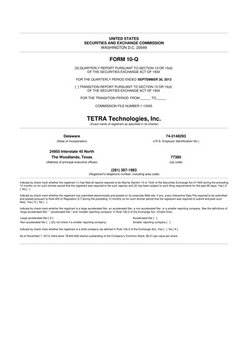 Thumbnail Tetra Technologies 10-Q Quarterly Report FY2013 
