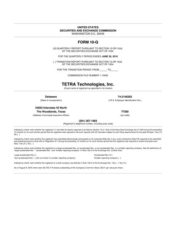 Thumbnail Tetra Technologies 10-Q Quarterly Report FY2016 