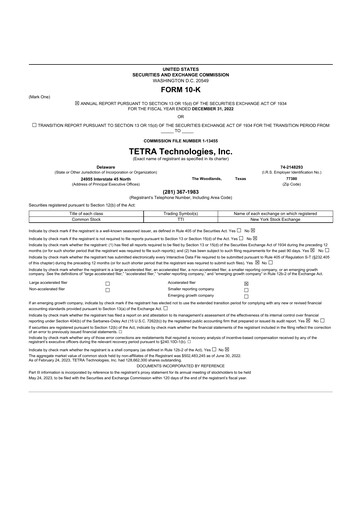 Thumbnail Tetra Technologies 10-K Annual Report 2022