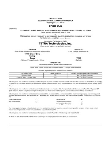 Thumbnail Tetra Technologies 10-Q Quarterly Report FY2026 