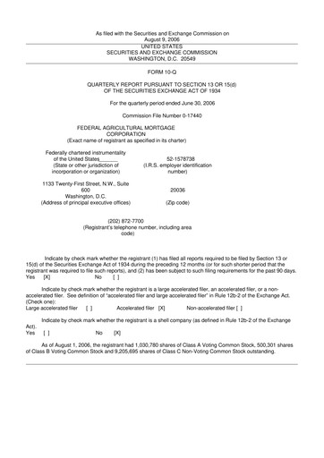 Thumbnail Federal Agricultural Mortgage Corporation 10-Q Quarterly Report FY 