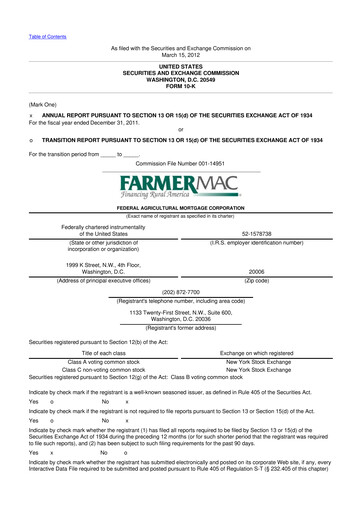 Thumbnail Federal Agricultural Mortgage Corporation 10-K Annual Report 2011