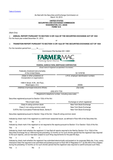 Thumbnail Federal Agricultural Mortgage Corporation 10-K Annual Report 2012