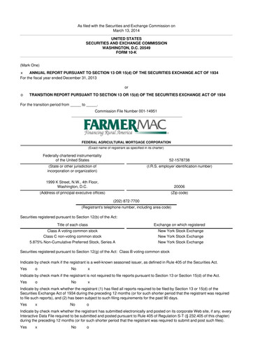 Thumbnail Federal Agricultural Mortgage Corporation 10-K Annual Report 2013