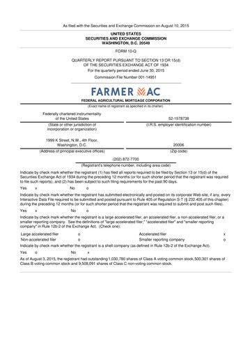 Thumbnail Federal Agricultural Mortgage Corporation 10-Q Quarterly Report FY2015 