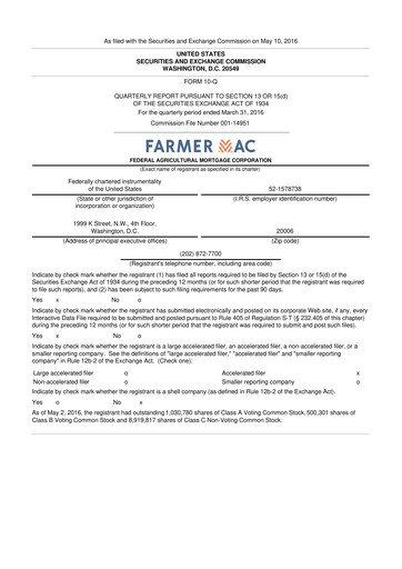 Thumbnail Federal Agricultural Mortgage Corporation 10-Q Quarterly Report FY2016 