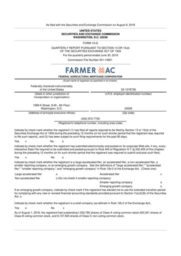 Thumbnail Federal Agricultural Mortgage Corporation 10-Q Quarterly Report FY2018 