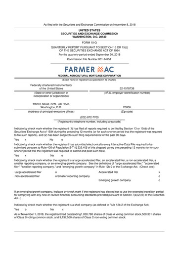 Thumbnail Federal Agricultural Mortgage Corporation 10-Q Quarterly Report FY2018 