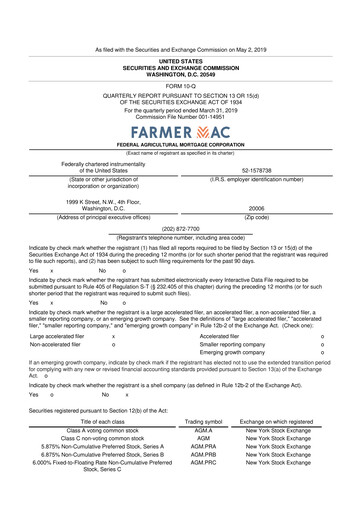 Thumbnail Federal Agricultural Mortgage Corporation 10-Q Quarterly Report FY2019 