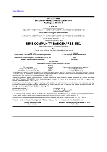 Vorschaubild Dime Community Bancshares 10-Q Quartalsbericht 2021 