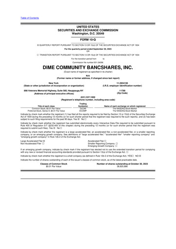 Vorschaubild Dime Community Bancshares 10-Q Quartalsbericht 2023 