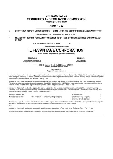 Thumbnail Lifevantage 10-Q Quarterly Report FY 