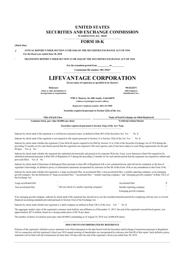 Thumbnail Lifevantage 10-K Annual Report 2018