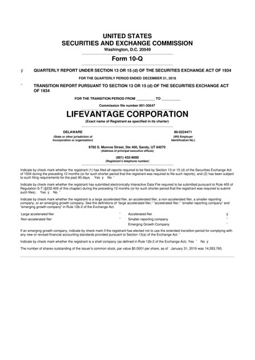 Thumbnail Lifevantage 10-Q Quarterly Report FY 