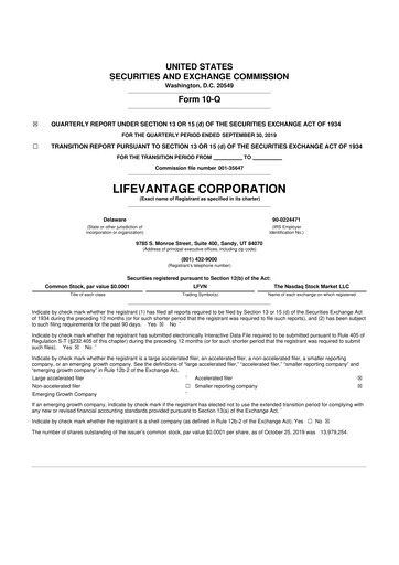 Thumbnail Lifevantage 10-Q Quarterly Report FY 