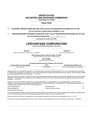Thumbnail Lifevantage 10-Q Quarterly Report FY 