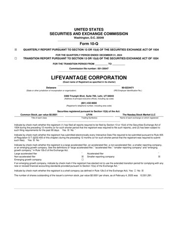 Thumbnail Lifevantage 10-Q Quarterly Report FY 