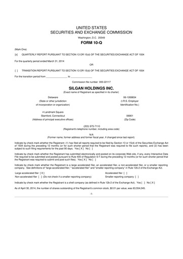 Thumbnail Silgan Holdings
 10-Q Quarterly Report FY2014 