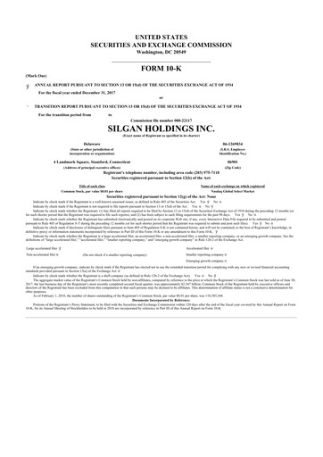 Thumbnail Silgan Holdings
 10-K Annual Report 2017