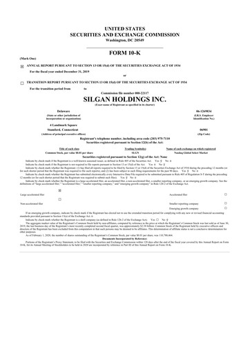 Thumbnail Silgan Holdings
 10-K Annual Report 2019