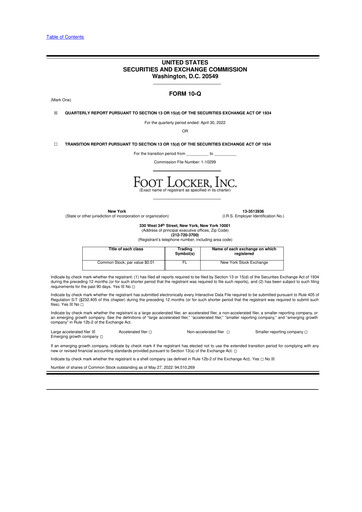 Thumbnail Foot Locker
 10-Q Quarterly Report FY2021 