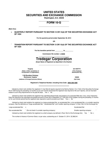 Thumbnail Tredegar 10-Q Quarterly Report FY2014 