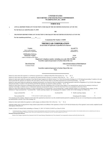 Thumbnail Tredegar 10-K Annual Report 2018