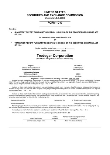 Thumbnail Tredegar 10-Q Quarterly Report FY2019 