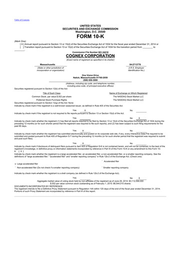 Thumbnail Cognex 10-K Annual Report 2014