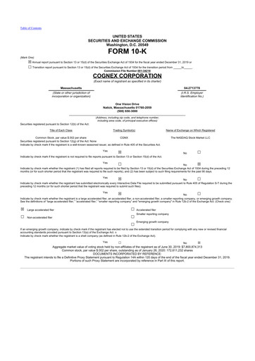 Thumbnail Cognex 10-K Annual Report 2019