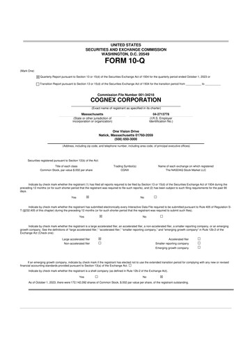 Thumbnail Cognex 10-Q Quarterly Report FY2023 