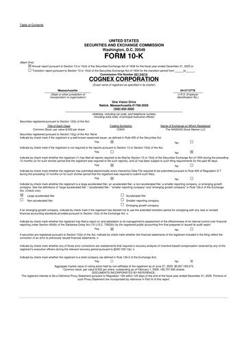 Thumbnail Cognex 10-K Annual Report 