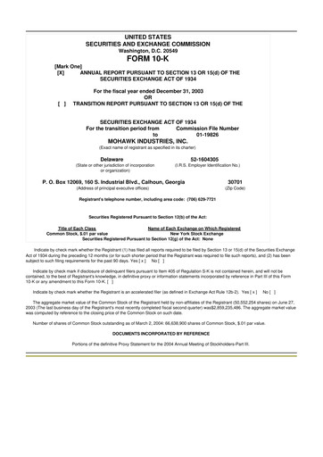 Thumbnail Mohawk Industries
 10-K Annual Report 