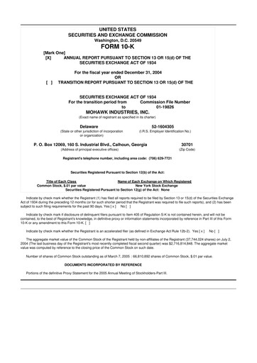 Thumbnail Mohawk Industries
 10-K Annual Report 