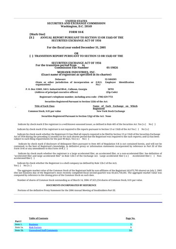 Thumbnail Mohawk Industries
 10-K Annual Report 