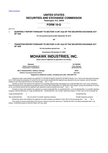 Thumbnail Mohawk Industries
 10-Q Quarterly Report FY2013 