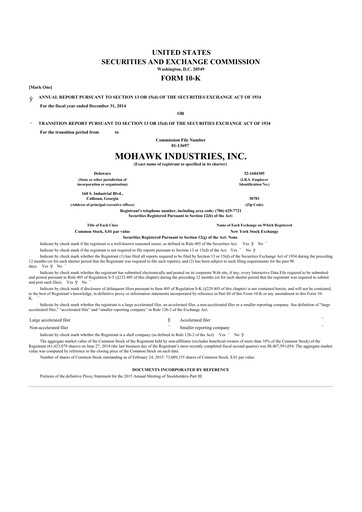 Thumbnail Mohawk Industries
 10-K Annual Report 2014