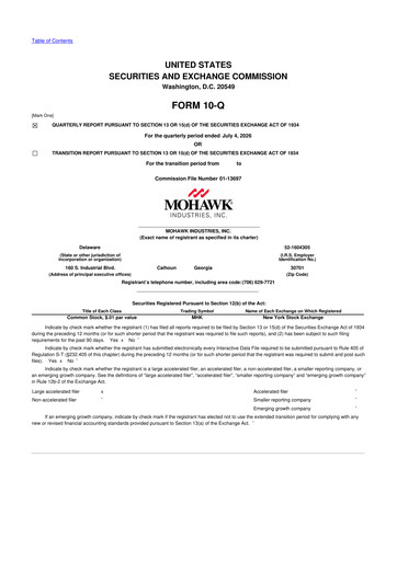 Thumbnail Mohawk Industries
 10-Q Quarterly Report FY2026 