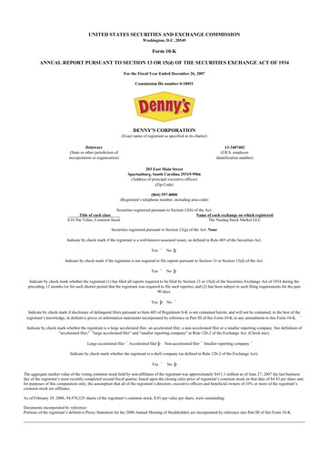 Thumbnail Denny's
 10-K Annual Report 