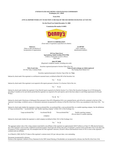 Thumbnail Denny's
 10-K Annual Report 