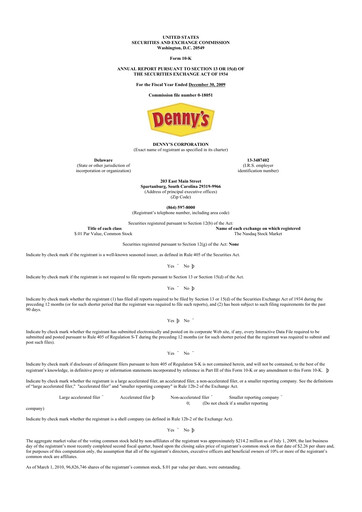 Thumbnail Denny's
 10-K Annual Report 